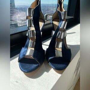 Vintage fendi shoes - blue and silver satin straps. Size - 37.5
